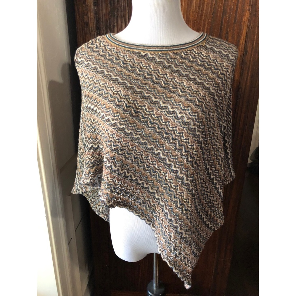 Missoni Lightweight Metallic Patterned Poncho Wrap